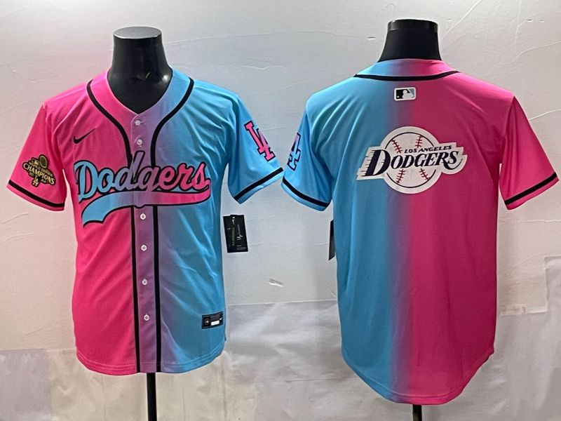 Men 2025 Los Angeles Dodgers Blank Blue pink Game Nike MLB Jersey style 0020